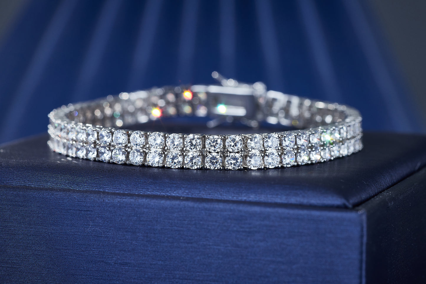 Bratara Tennis Duo cu cristale cubic zirconia placata cu rodiu