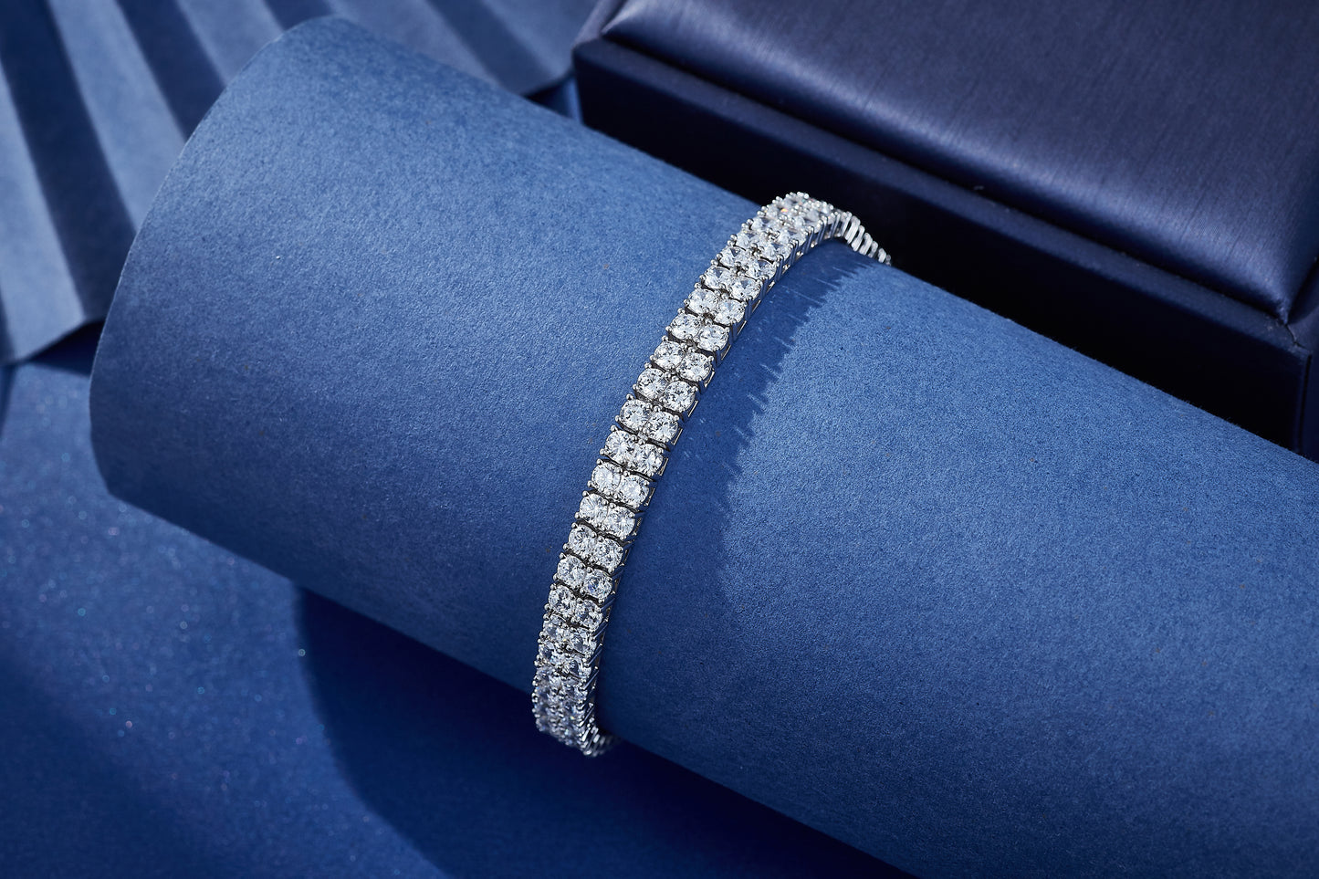 Bratara Tennis Duo cu cristale cubic zirconia placata cu rodiu