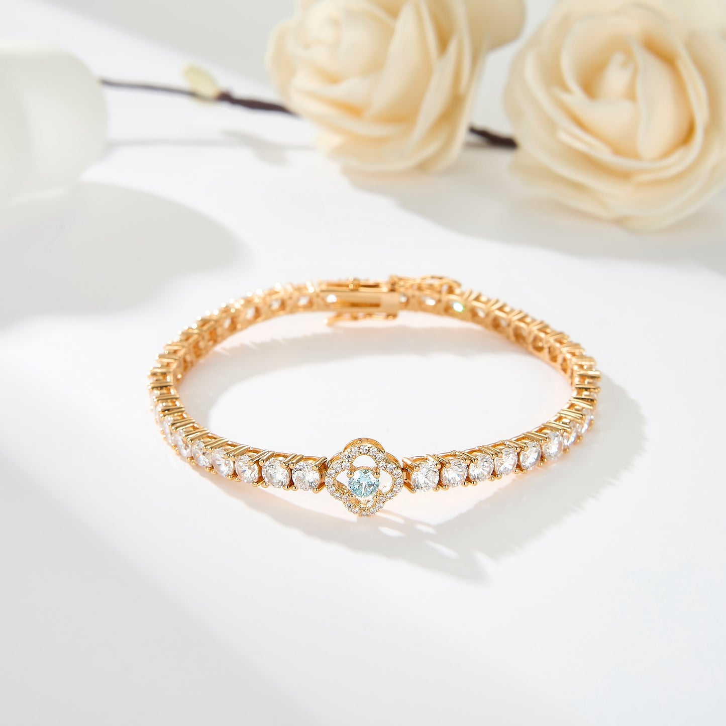 Bratara Tennis Spark cu cristale cubic zirconia placata cu aur 14k