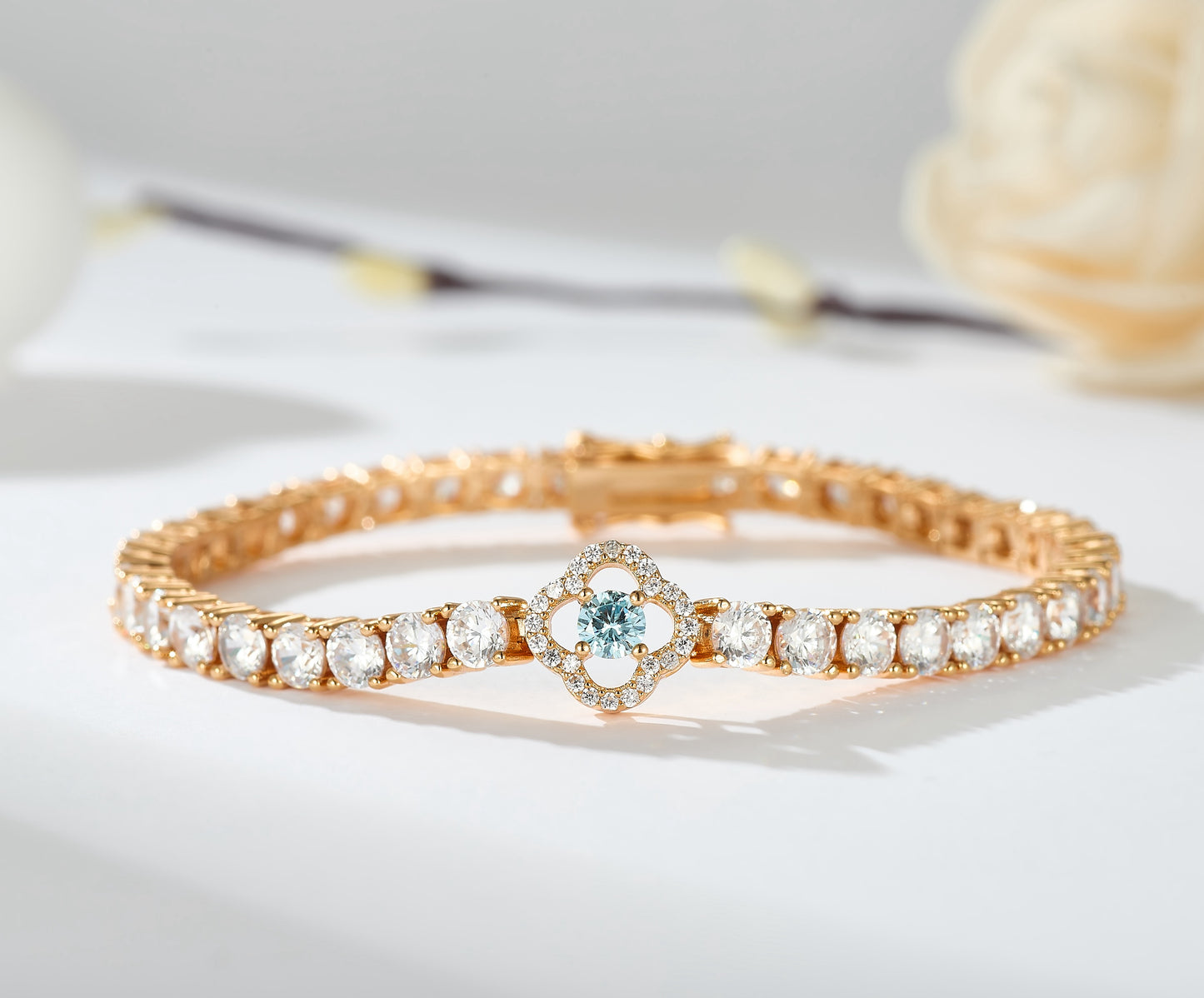 Bratara Tennis Spark cu cristale cubic zirconia placata cu aur 14k