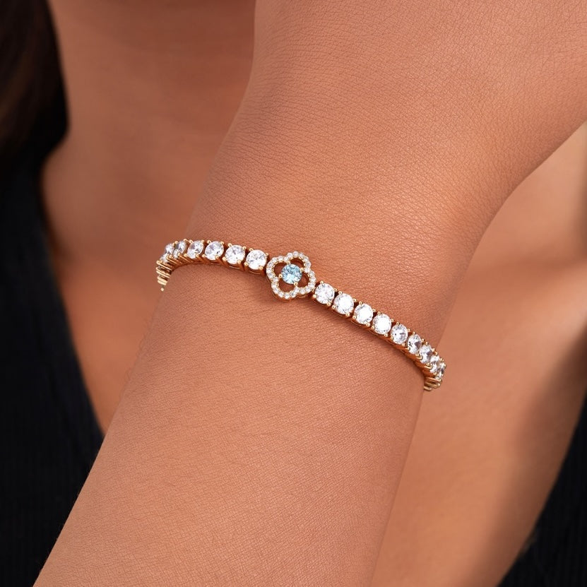Bratara Tennis Spark cu cristale cubic zirconia placata cu aur 14k