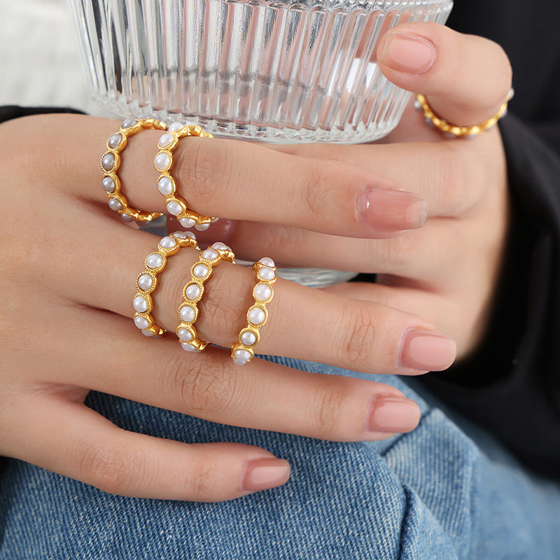 Inel Golden Pearl placat cu aur de 18k