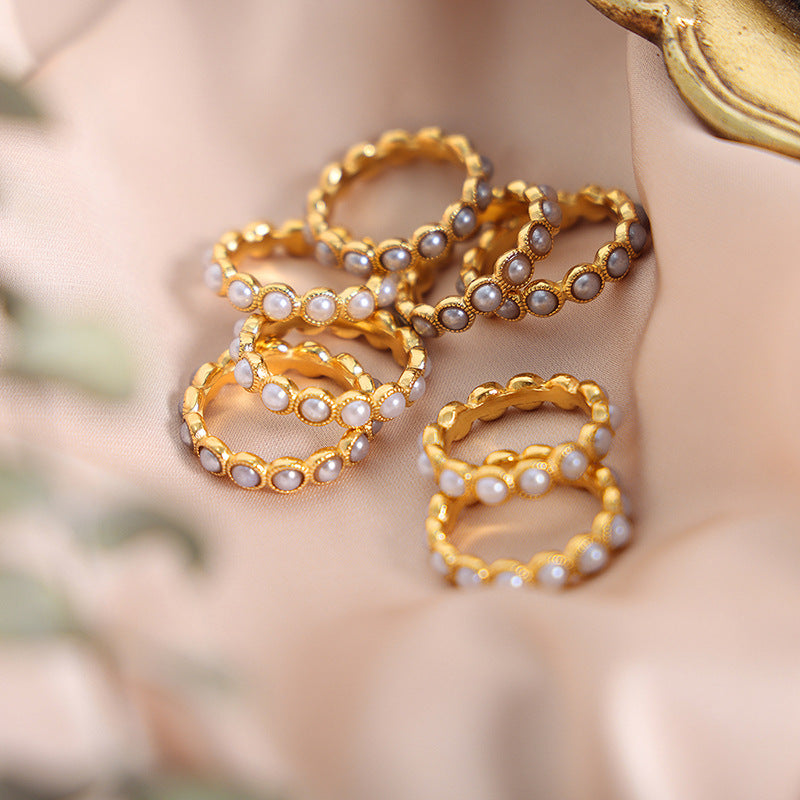 Inel Golden Pearl placat cu aur de 18k