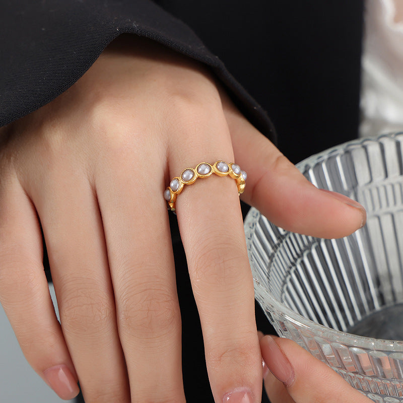 Inel Golden Pearl placat cu aur de 18k