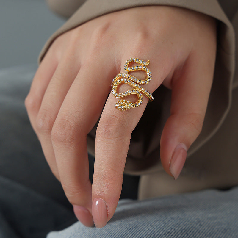 Inel Serpentine Glam placat cu aur de 18k