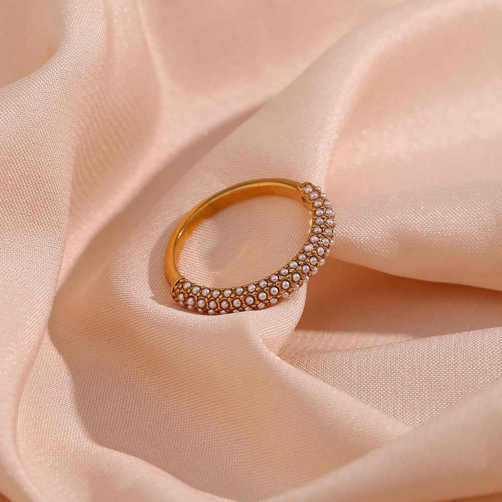 Inel Grace cu perle placat cu aur de 18k