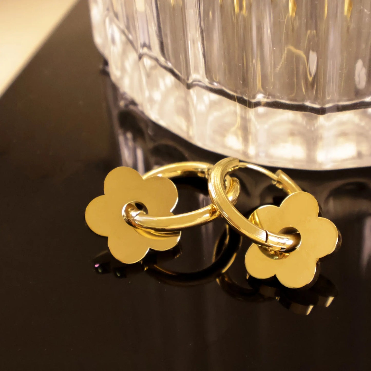 Cercei Flower placati cu aur de 18k