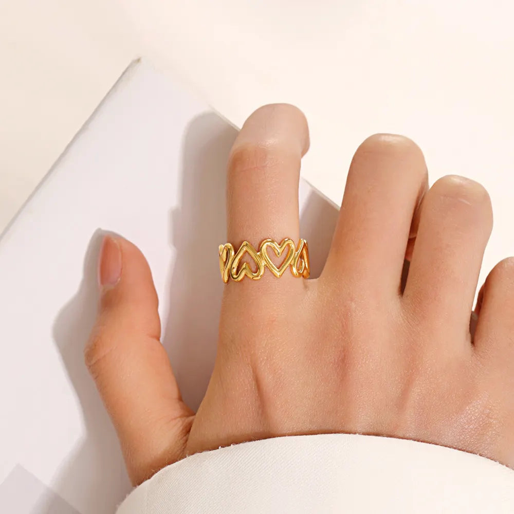 Inel Heart placat cu aur de 18k