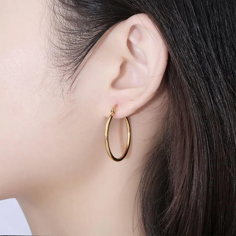 Cercei Hoop placati cu aur de 18k