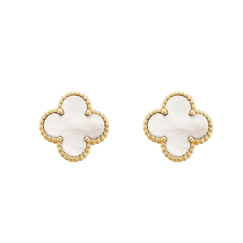 Cercei Clover Pearl placati cu aur de 18k