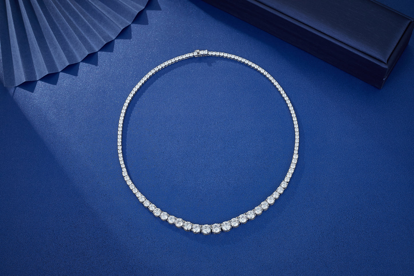 Colier Tennis Grande cu cristale cubic zirconia placat cu rodiu