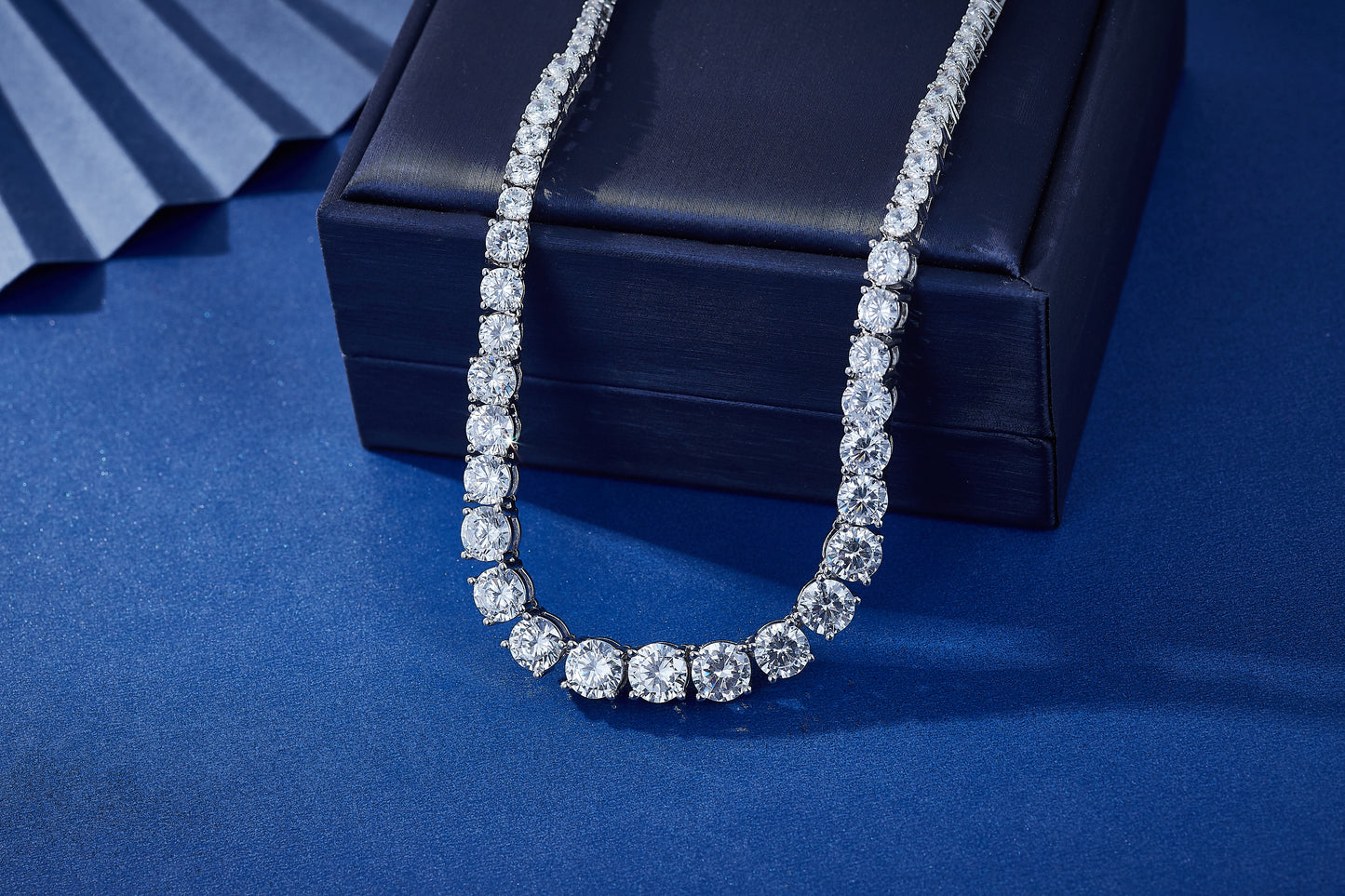 Colier Tennis Grande cu cristale cubic zirconia placat cu rodiu