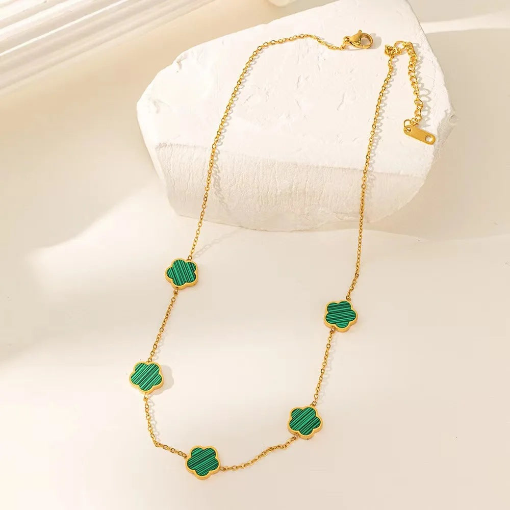 Lantic Clover Green placat cu aur de 18K