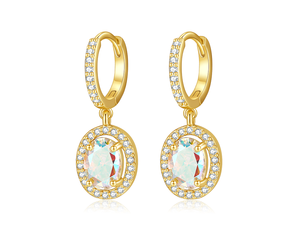 Cercei Golden Spark cu cristale zirconiu placat cu aur 14k