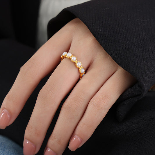 Inel Golden Pearl placat cu aur de 18k