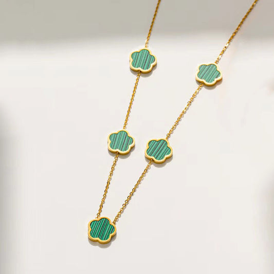 Lantic Clover Green placat cu aur de 18K